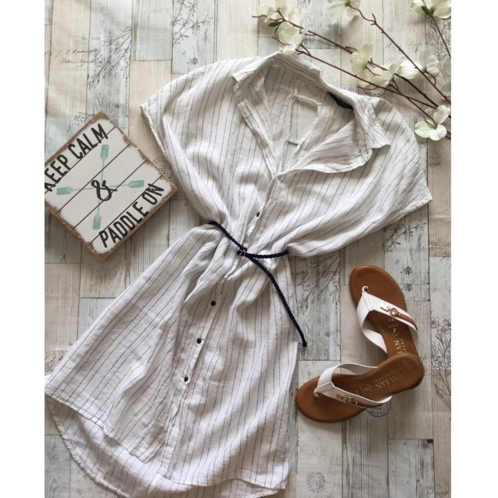 Zara Santorini striped linen dress